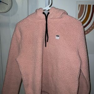 pink fluffy sherpa fila women’s sweatshirt